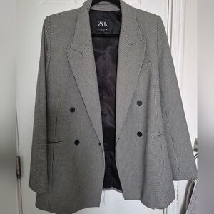 Zara Monochrome Houndstooth Blazer